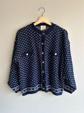 Vintage Dorothy Perkins Women's Nordic Knit Cardigan Sweater | Size M
